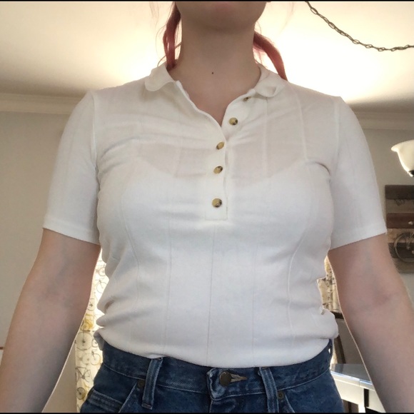 Polo-like ribbed top - Picture 2 of 4